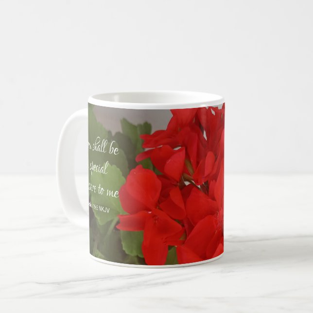 Söt Red Flowers Speciell Treasure Bible Verse Kaffemugg (Framsida vänster)