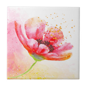 Söt Red Garden Flower Guld Highlights Art Kakelplatta