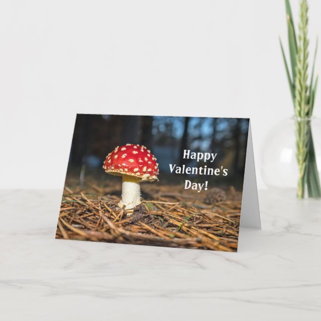 Söt Red Mushroom Valentine Foline Helgkort (Framsida)