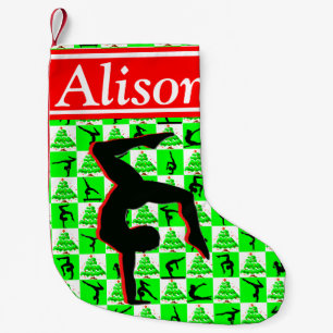 SÖT RED OCH GRÖNT GYMNASTICS CHRISTMAS STOCKING LITEN JULSTRUMPA
