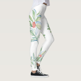 Söt Red och Grönt Holly jul Leggings