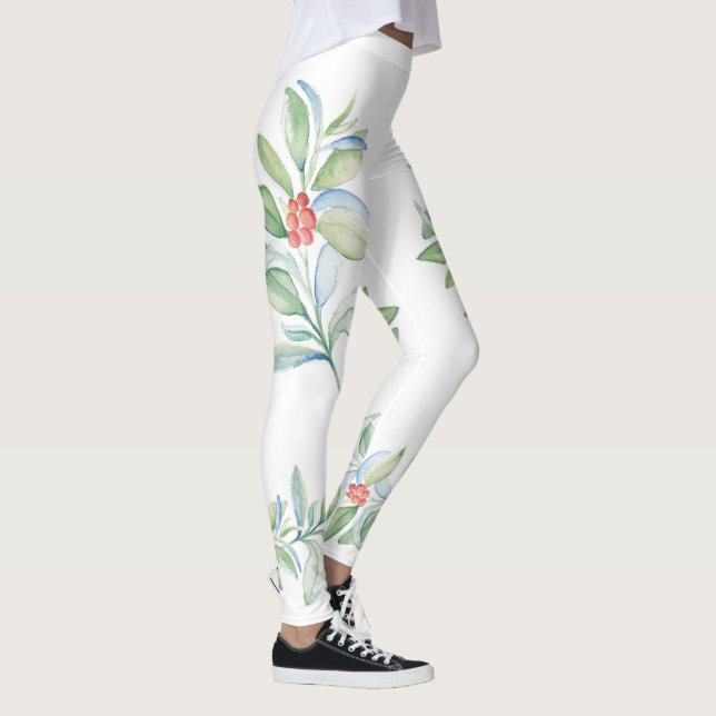 Söt Red och Grönt Holly jul Leggings (Höger)