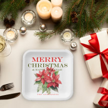 Söt Red Poinsettia Flower God jul Party