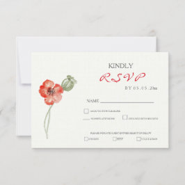 Söt Red Poppies blommigt bröllop OSA Card Kort
