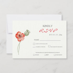 Söt Red Poppies blommigt bröllop OSA Card Kort