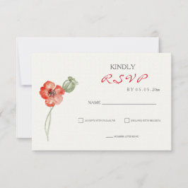 Söt Red Poppies blommigt bröllop OSA Card Kort