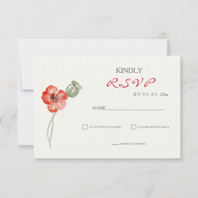 Söt Red Poppies blommigt bröllop OSA Card Kort (Framsida)