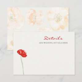 Söt Red Poppies blommigt bröllop Tilläggskort
