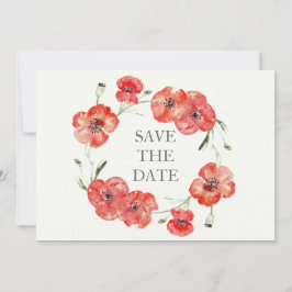Söt Red Poppies blommigt spara datumen Datumet