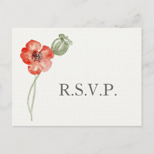 Söt Red Poppies bröllop OSA av modern blommigt Inbjudan Vykort