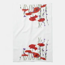 Söt Red Poppies Kitchen Towel