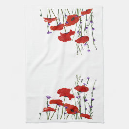 Söt Red Poppies Kitchen Towel Kökshandduk