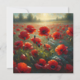 Söt Red Poppy Fält en sommardag