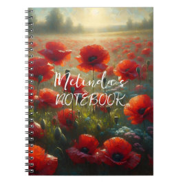 Söt Red Poppy Fält en sommardag Anteckningsbok