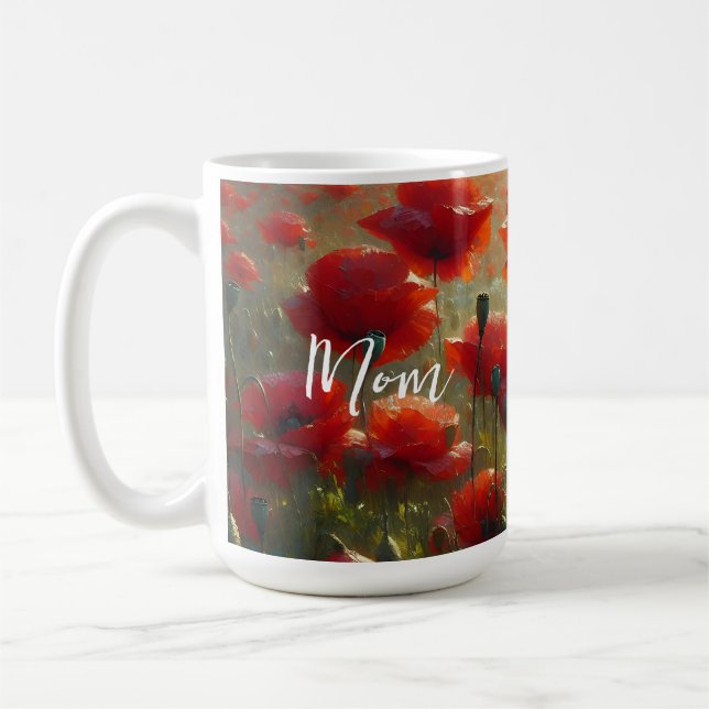 Söt Red Poppy Fält en sommardag Kaffemugg (Vänster)