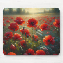 Söt Red Poppy Fält en sommardag