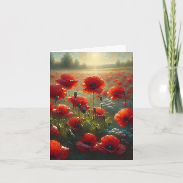 Söt Red Poppy Fält en sommardag | TACK Anteckningskort (Framsida)
