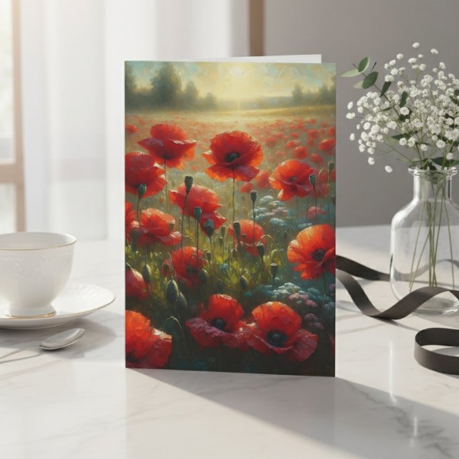 Söt Red Poppy Fält | Födelsedag Kort (Skapare uppladdad)