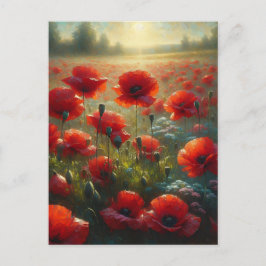 Söt Red Poppy Fält | Satt Hi Vykort
