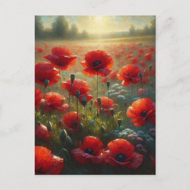 Söt Red Poppy Fält | Satt Hi Vykort (Framsida)
