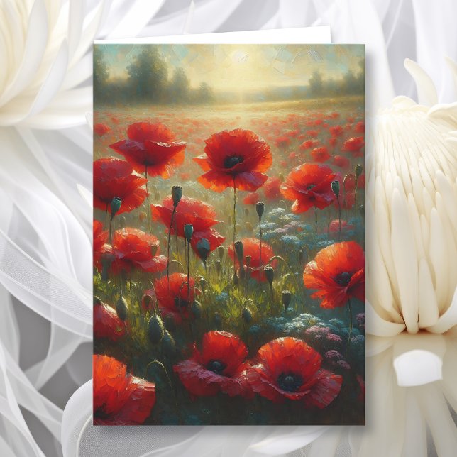 Söt Red Poppy Fält | Tänk på dig Kort (Skapare uppladdad)