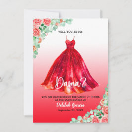 Söt Red Quinceañera Dama Frieri Inbjudningar