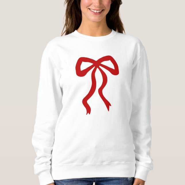 Söt Red Ribbon Bow Festive T Shirt (Framsida)