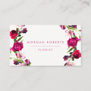 Söt Red & Rosa ros Blommigt Beauty Florist Hair Visitkort