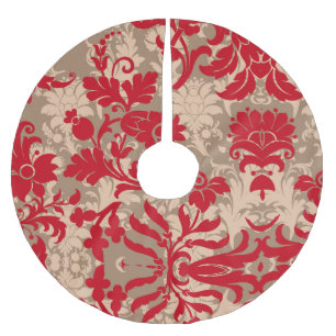 Söt Red Tan Damask Land bonhouse Julgransmatta Borstad Polyester