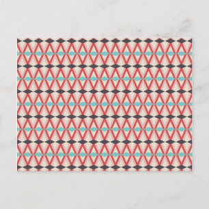 Söt Red Teal Aztec Weaking Diamond Mönster Vykort