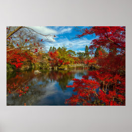 Söt Red Träd japansk Garden Photo Poster