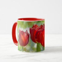 Söt Red Tulip Flowers Art Mugg Kopp