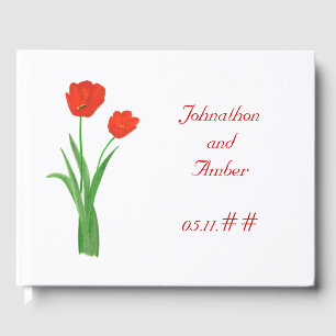 Söt Red Tulips Anpassningsbar Guestbook Gästböcker