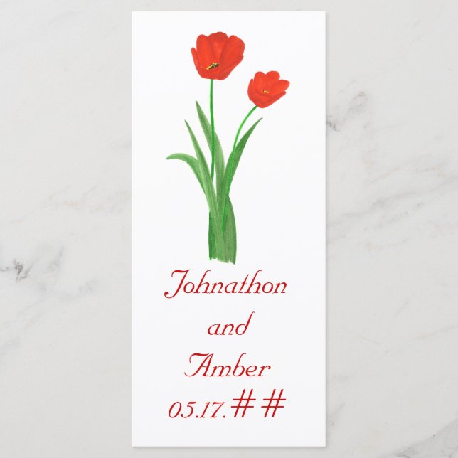 Söt Red Tulips, menykort för anpassningsbar för br Meny (Framsida)