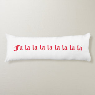 Söt Red & White "Fa la la" Winter Helgdag Kroppskudde