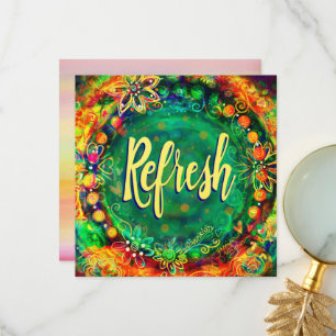 Söt Refresh Grönt Inspiron Boho-Blommigt Tack Kort