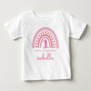 Söt regnbåge 1-års födelsedag tjej skjorta outfit t shirt