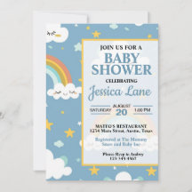 Söt regnbåge baby shower inbjudan