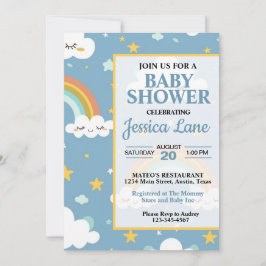 Söt regnbåge baby shower inbjudan