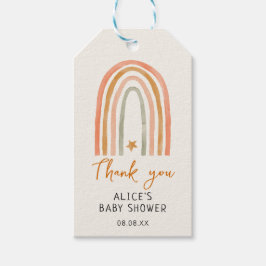 Söt regnbåge boho baby shower tack presentetikett