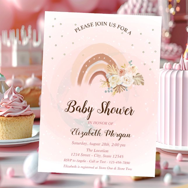 Söt regnbåge boho blommor baby shower inbjudan (Skapare uppladdad)
