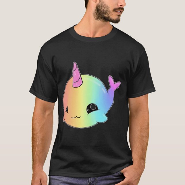 Söt regnbåge enhörning fisk t shirt (Framsida)