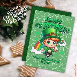 Söt regnbåge Glad St. Patricks dag Keltisk Julkort