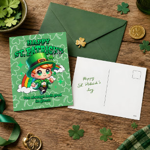 Söt regnbåge Glad St. Patrick's Day Celtic  Helg Vykort