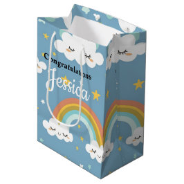 Söt regnbåge och moln baby shower 7” l x 4,5” b x