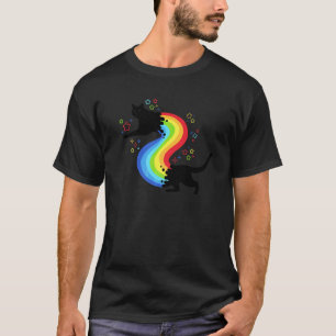 Söt regnbåge retro katt  Färgglada kattungar vinta T Shirt