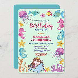 Söt regnbåge sjöjungfru narwhval-enmajsfödelsedag spara datumet