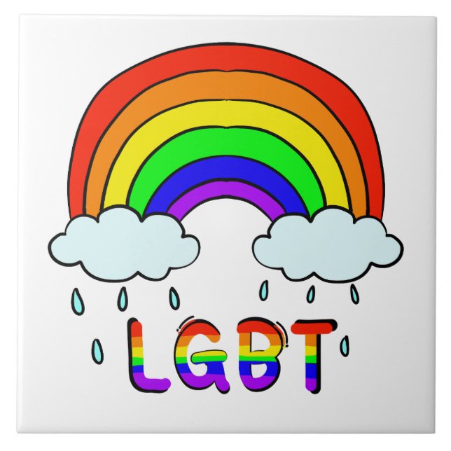 Söt regnbåge Söt klotter LGBTQ Kakelplatta (Framsidan)