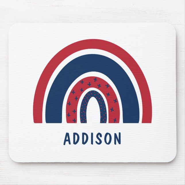 Söt regnbåge unik pojke anpassat personligt namn musmatta (Framsidan)