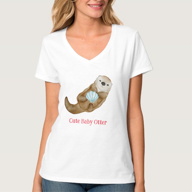 Söt regnbåge Utter Scallops Födelsedagsfest T Shirt (Framsida)